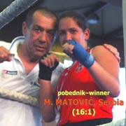 Prijateljski boks-meč Srbija-Mađarska: Milena Matović, kategorija do 75 kg, pobeda 16:1; Trstenik maj 2013. god.